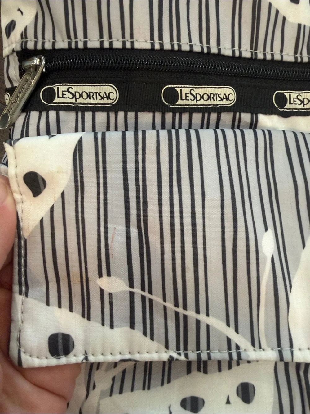 LeSportsac Black and White Butterfly Print Crossbody Tote - C61-011